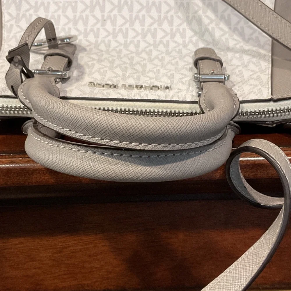 Michael Kors Two-Tone Light Gray & White Dome Satchel